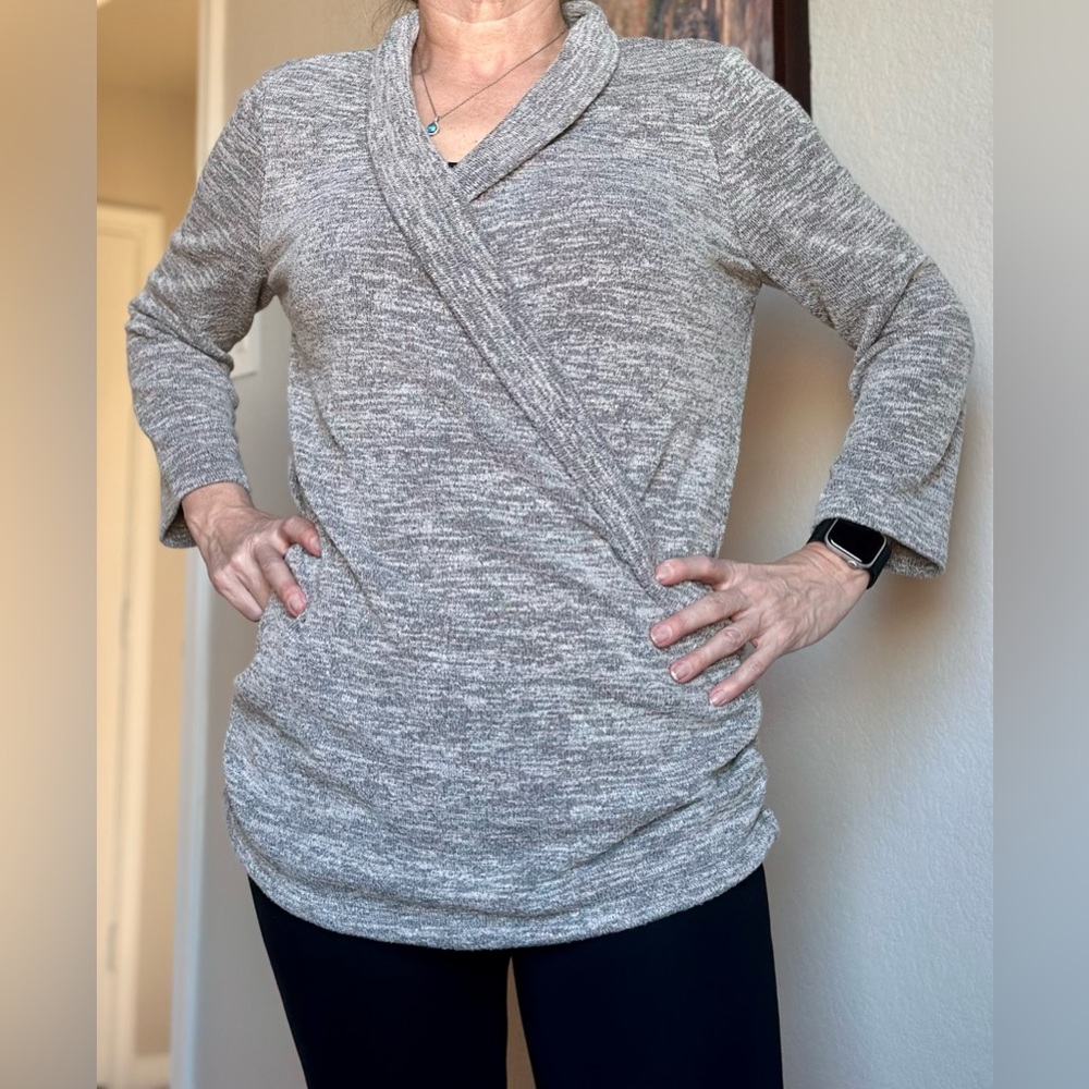 Heather grey wrap sweater